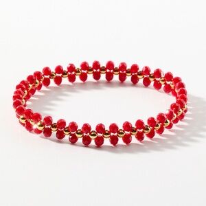 Simons Vibrant Red and Gold- Double-look bead bracelet